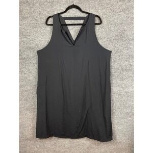 Banana Republic V-Neck Shift Dress Women L Black Textured Sleeveless Strap